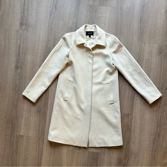 Express Classic Cream Wool Coat - Picture 1 of 9